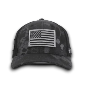 Python Black Camo Hat With American Flag Patch