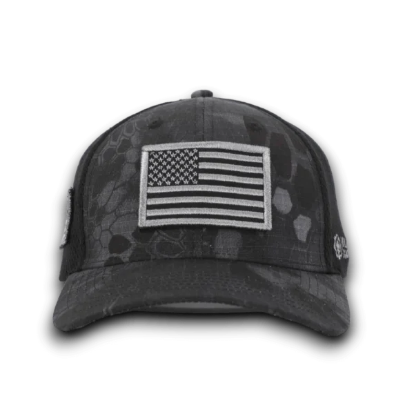 Python Black Camo Hat With American Flag Patch