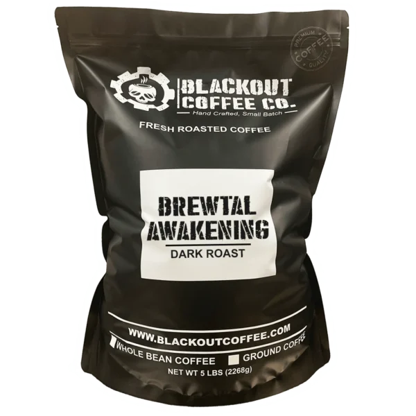 Brewtal Awakening Dark Roast 5 LB - Dark Roast - Whole Bean - Ground Coffee, Whole Bean